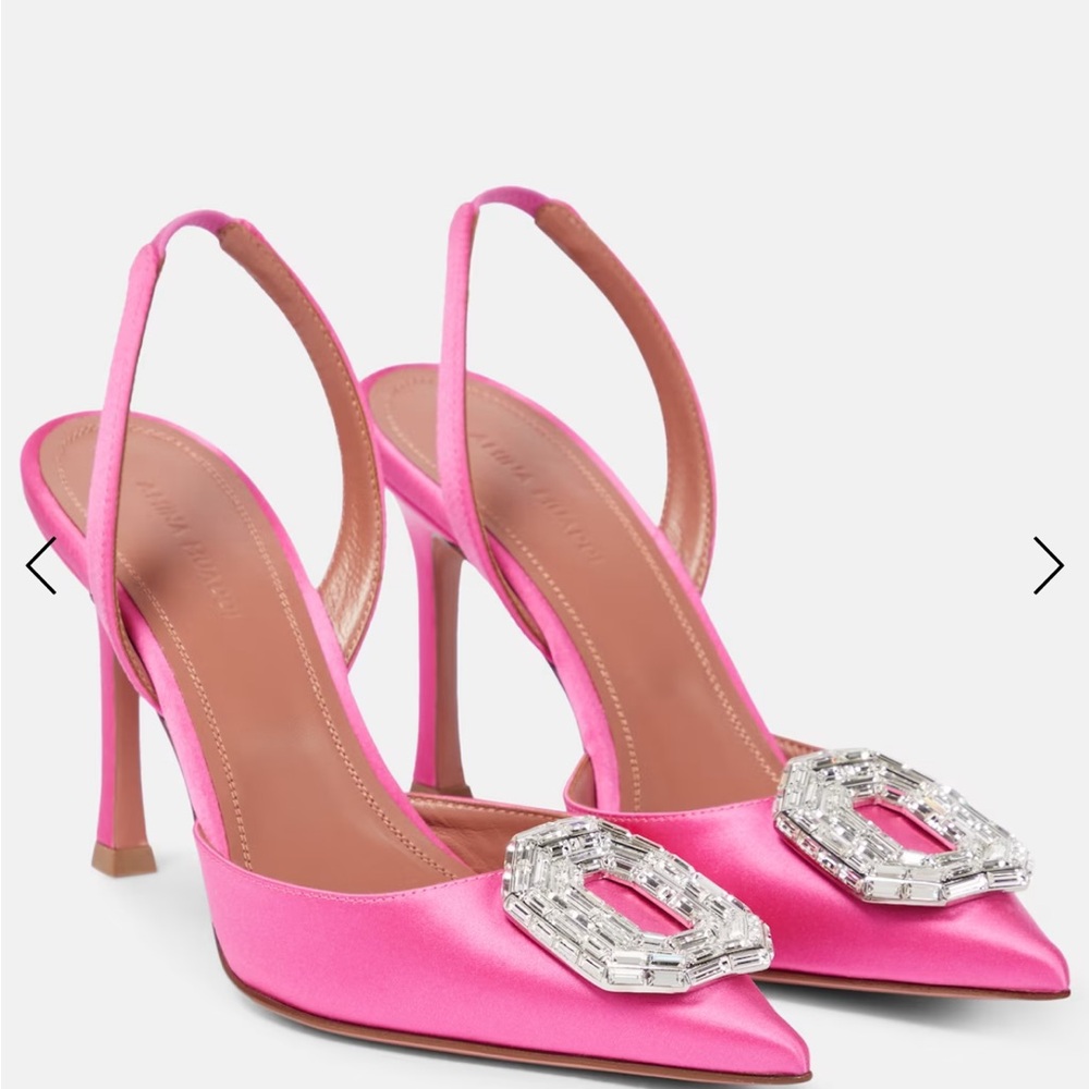 Amina muaddi 105 mm sling back satin pumps